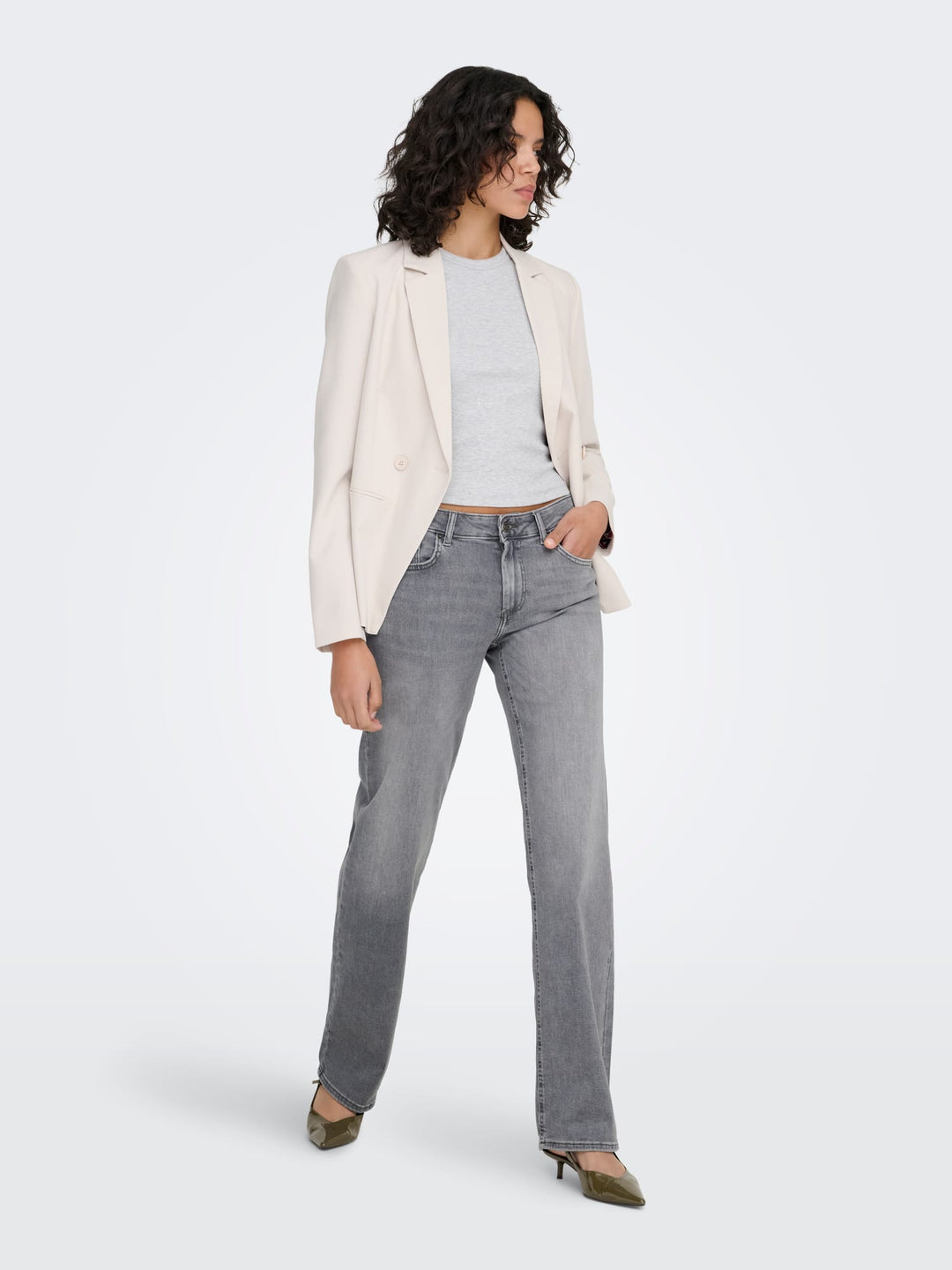 Only 15366854 blush jeans regular-straight fit dames - Grey Denim - L30