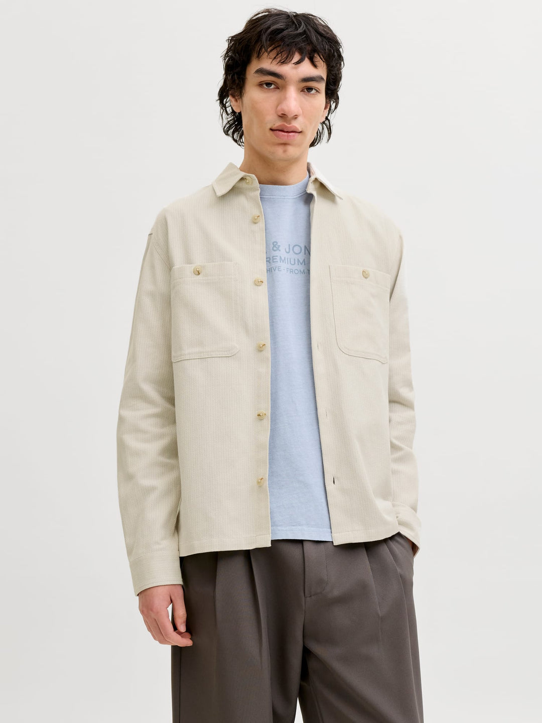 Jack & Jones Rayle overhemd l/m ecru dessin – heren
