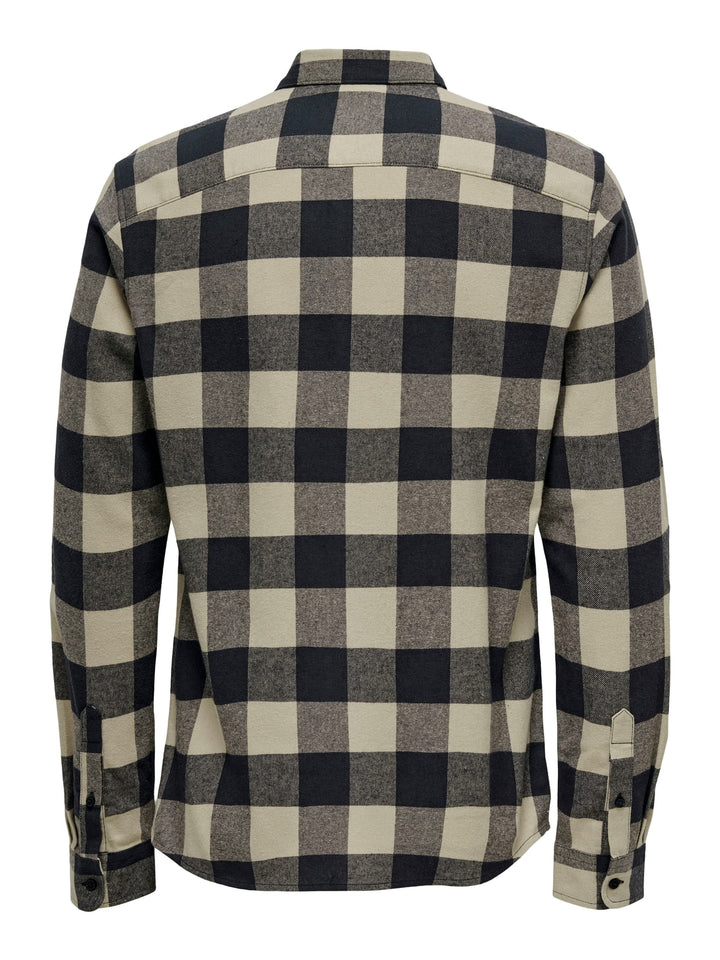 ONLY & SONS Gudmund overhemd l/m zand dessin – heren