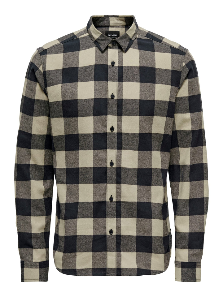 ONLY & SONS Gudmund overhemd l/m zand dessin – heren