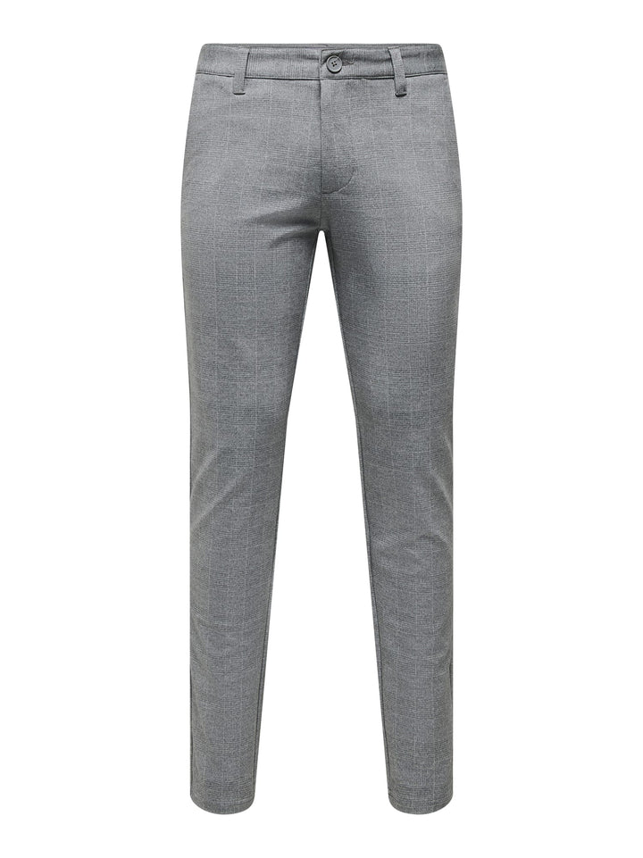 ONLY & SONS ONSMARK SLIM CHECK PANTS – heren - Grijs Dessin - L34