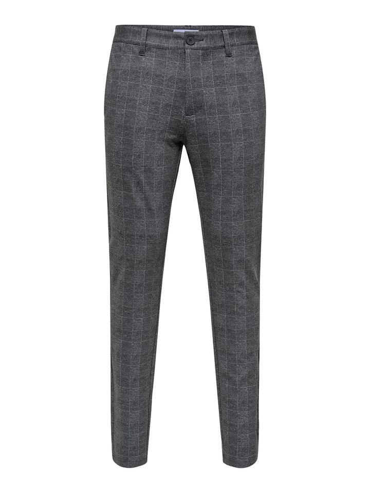 ONLY & SONS ONSMARK SLIM CHECK PANTS – heren chino - Zwart Dessin - L32