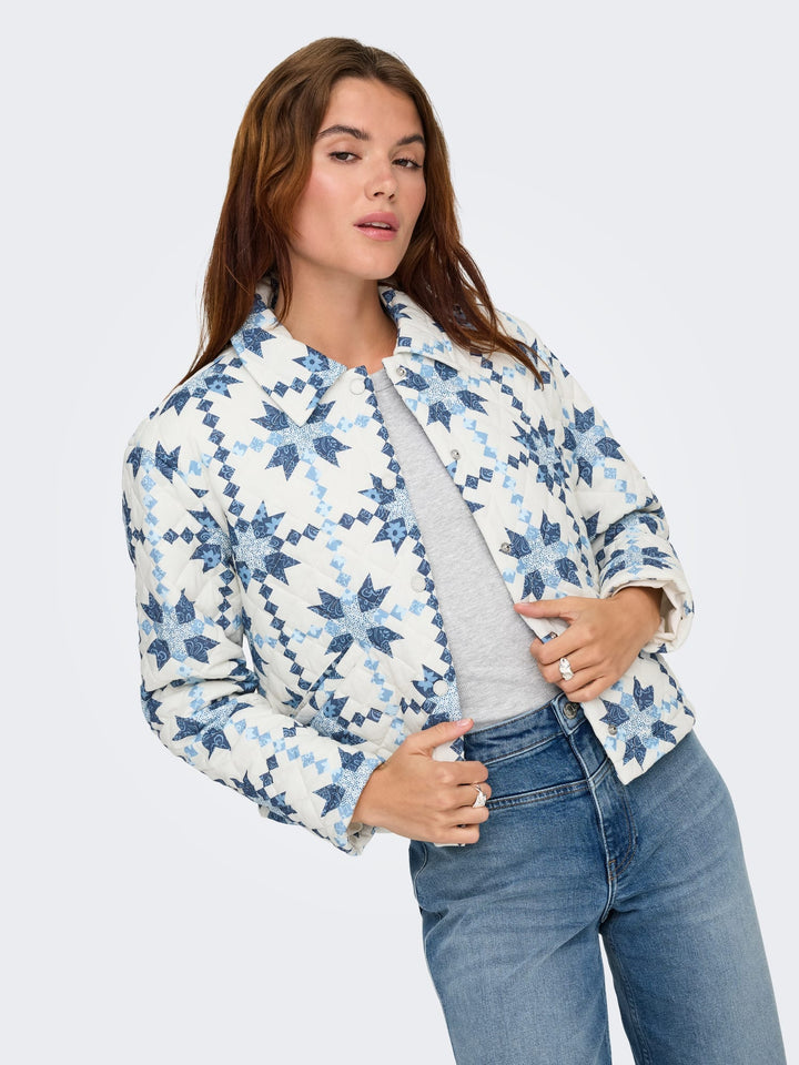 Only ONLBIANA QUILT JACKET CC OTW – dames jack - Wit Dessin