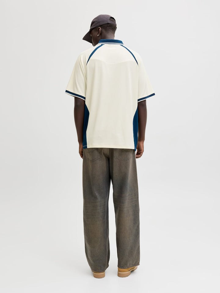 Jack &amp; Jones 12293062 Club ribbed polo k/m wit dessin – heren