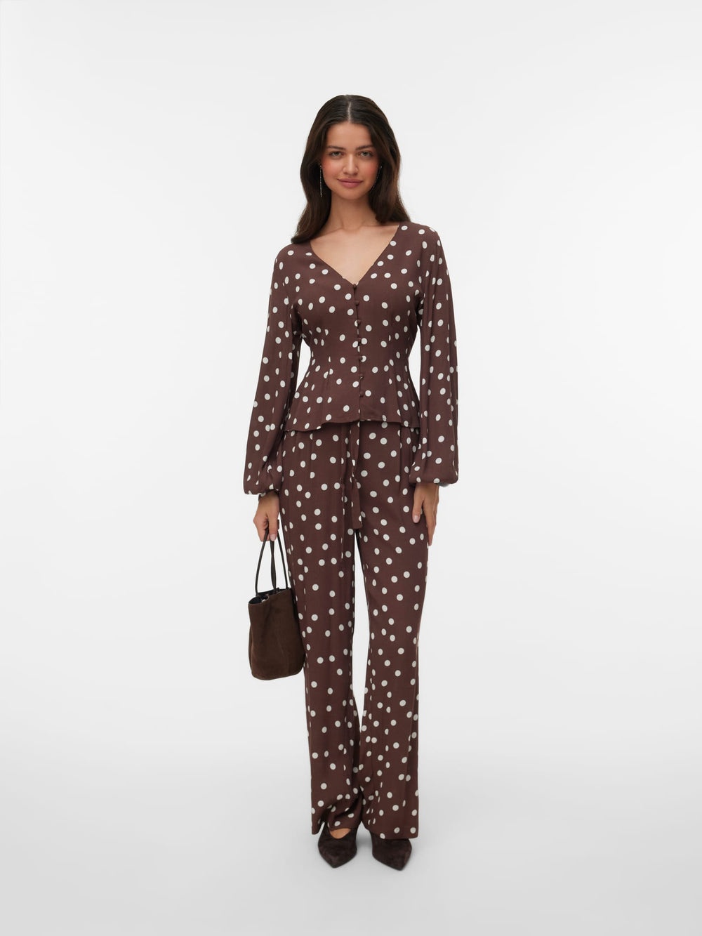 VERO MODA 10347961 Elisa lange broek dames bruin dessin