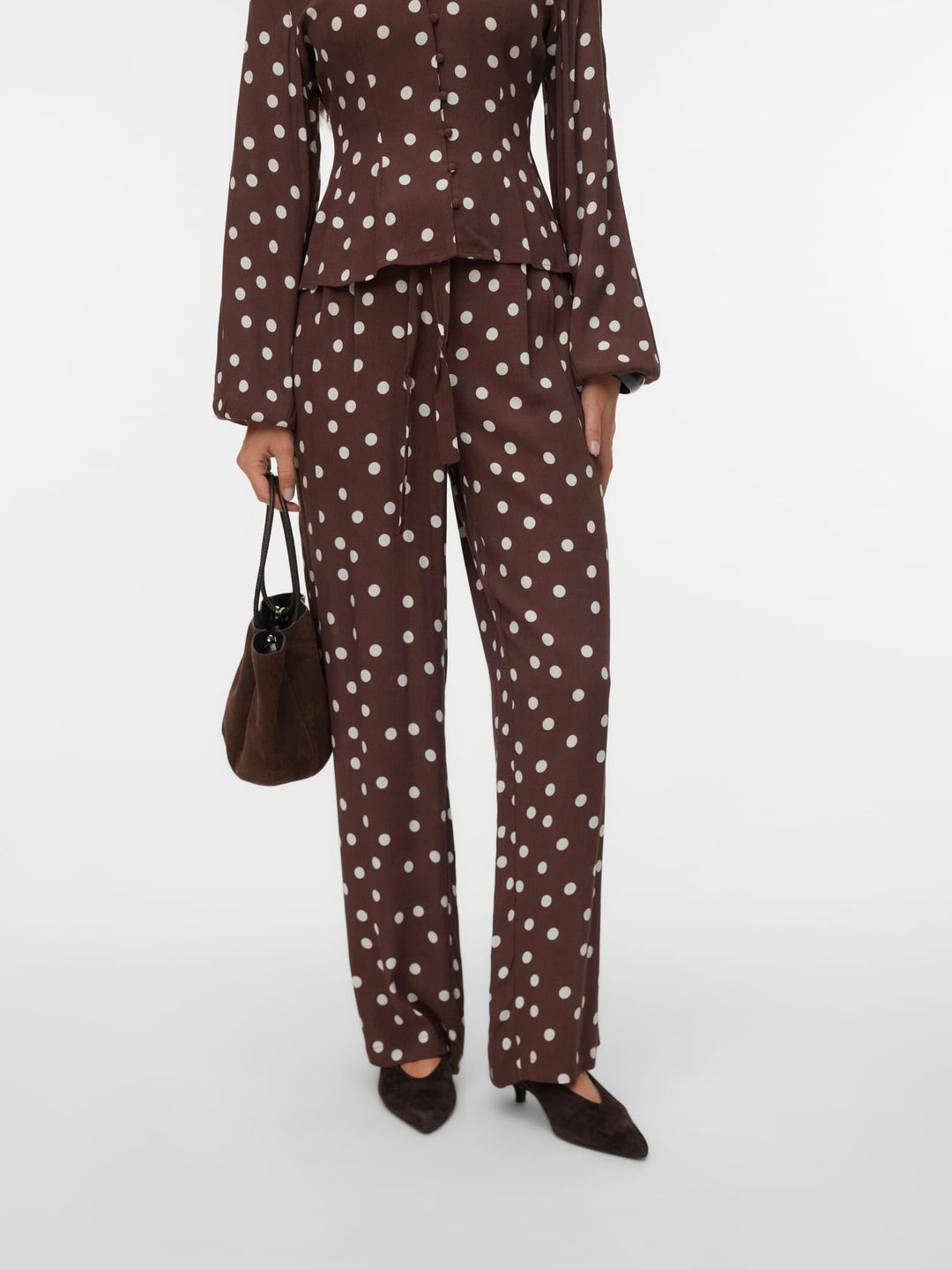 VERO MODA 10347961 Elisa lange broek dames bruin dessin