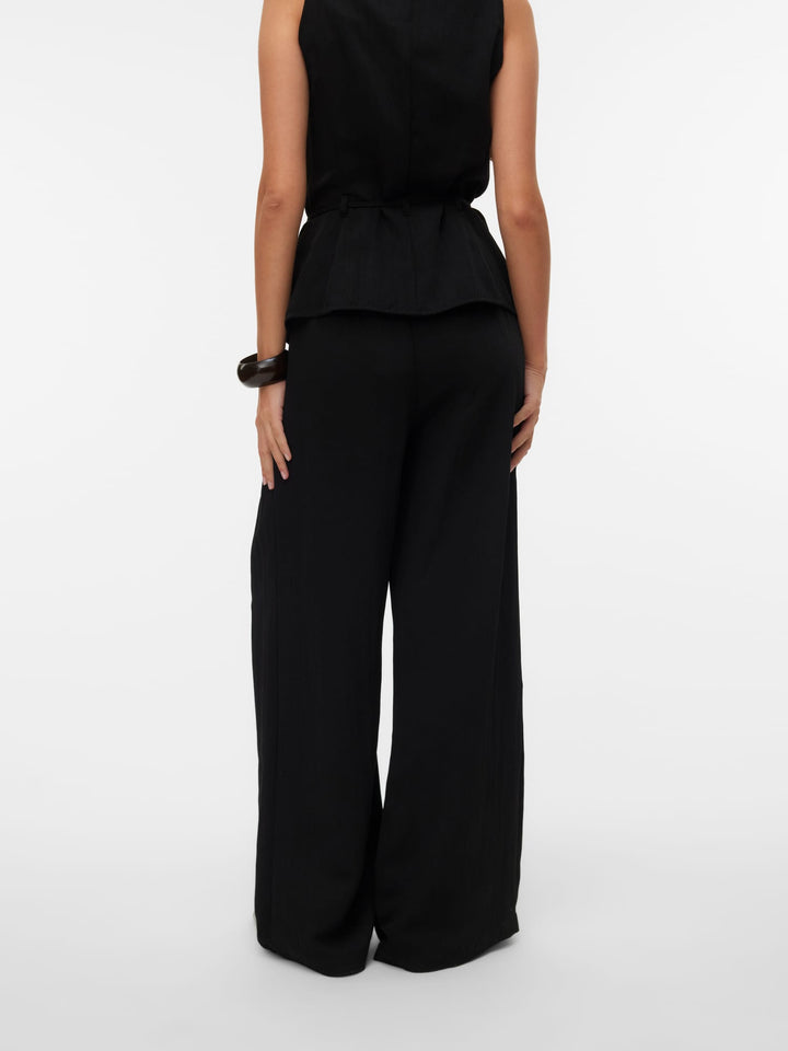 VERO MODA VMLIEVE MW WIDE PANT zwart – dames lange broek - L32