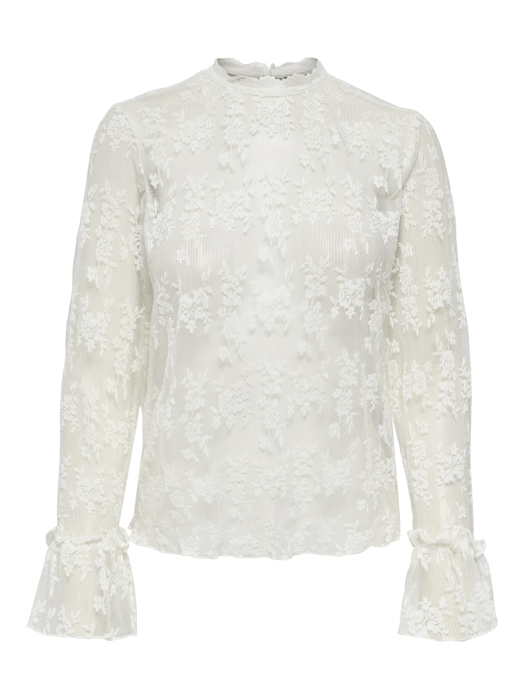 Only ONLCRISMA L/S O-NECK TOP WVN – dames blouse - Off-white