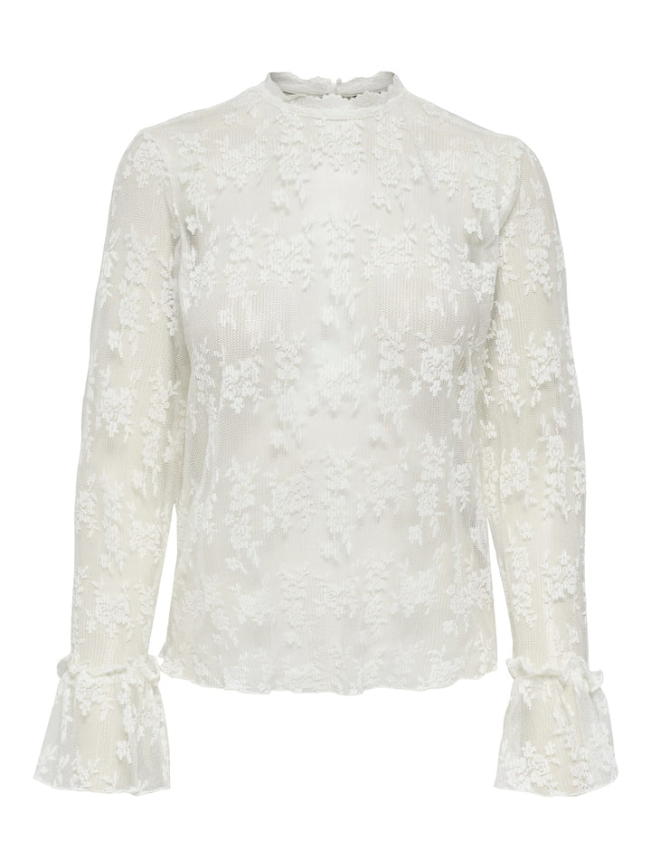 Only ONLCRISMA L/S O-NECK TOP WVN – dames blouse - Off-white