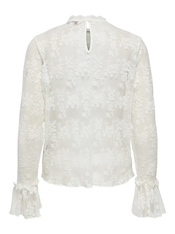 Only ONLCRISMA L/S O-NECK TOP WVN – dames blouse - Off-white