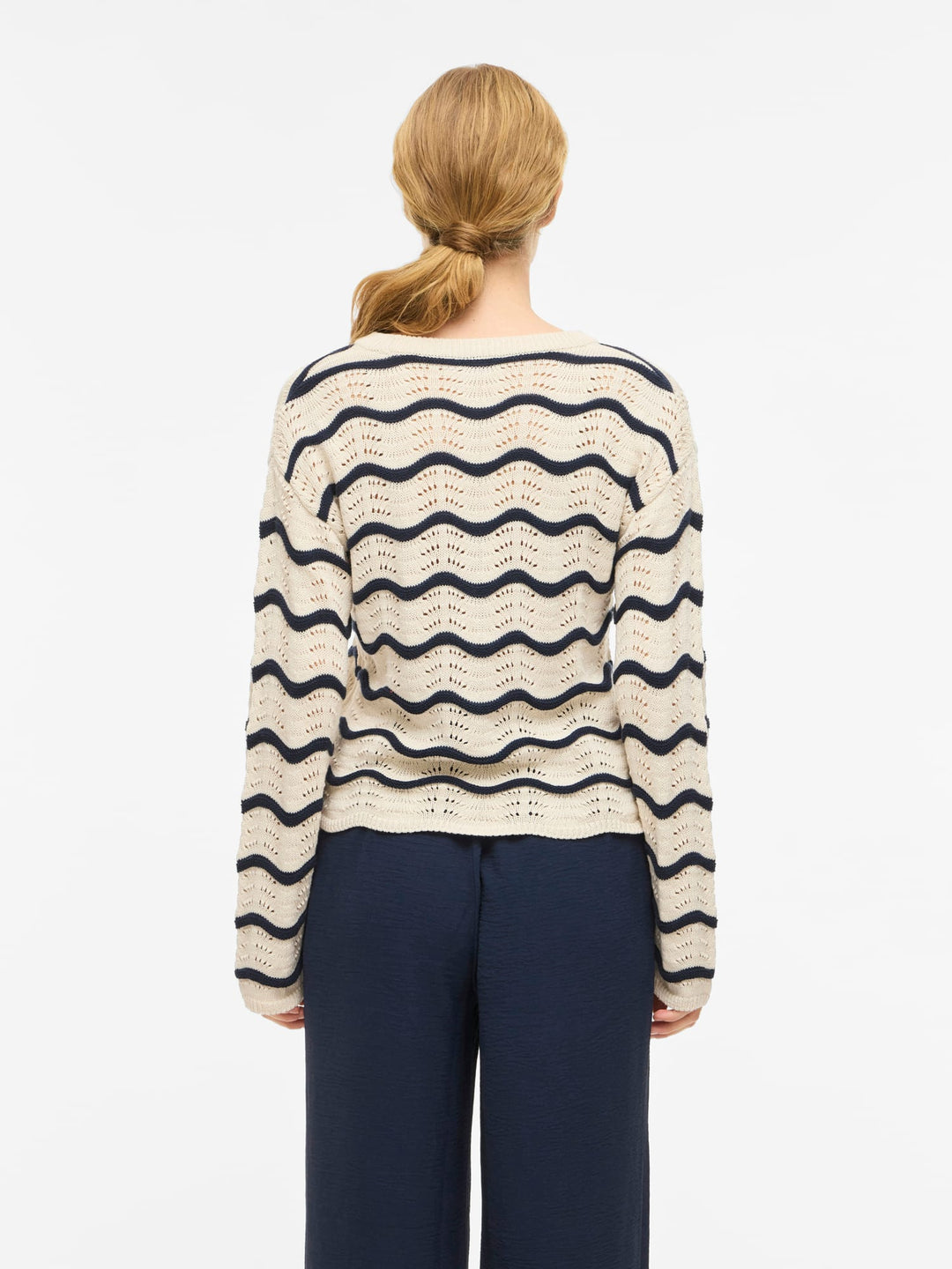 Vila 14112812 Wave trui ecru dessin – dames