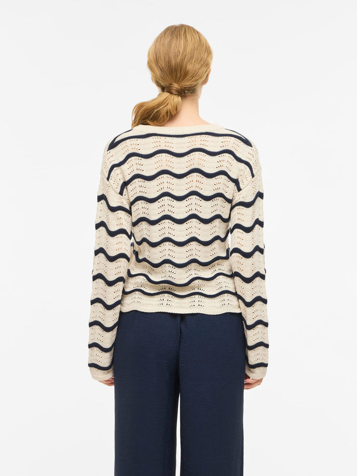 Vila 14112812 Wave trui ecru dessin – dames