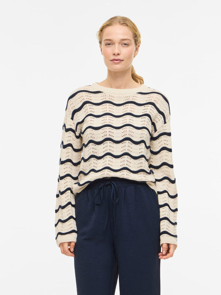 Vila 14112812 Wave trui ecru dessin – dames