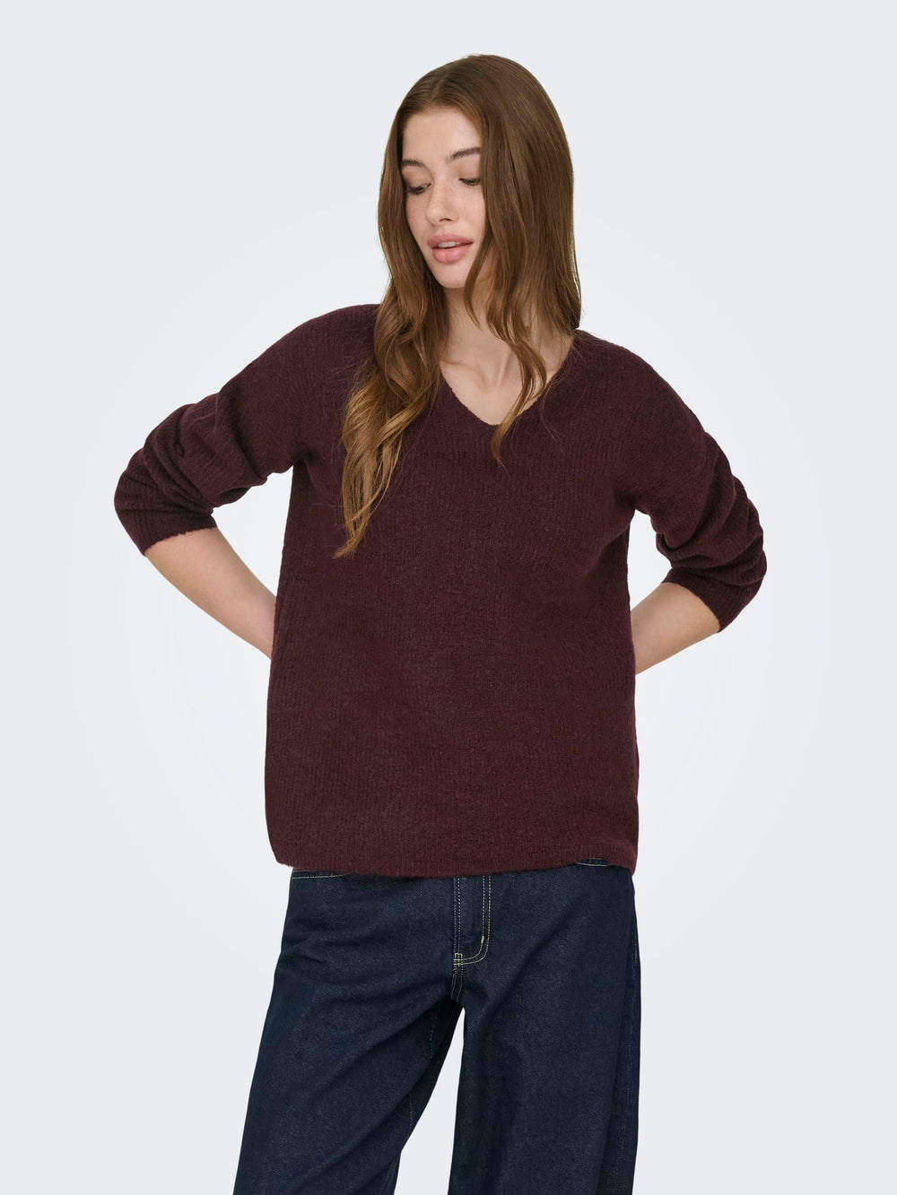 Only Camilla V-Hals trui bordeaux – dames