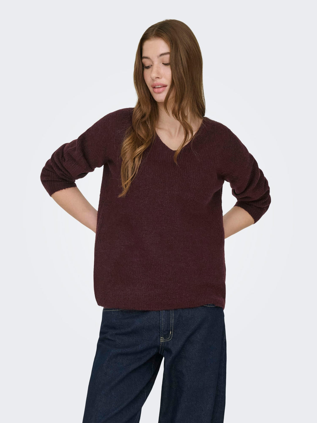 Only Camilla V-Hals trui bordeaux – dames