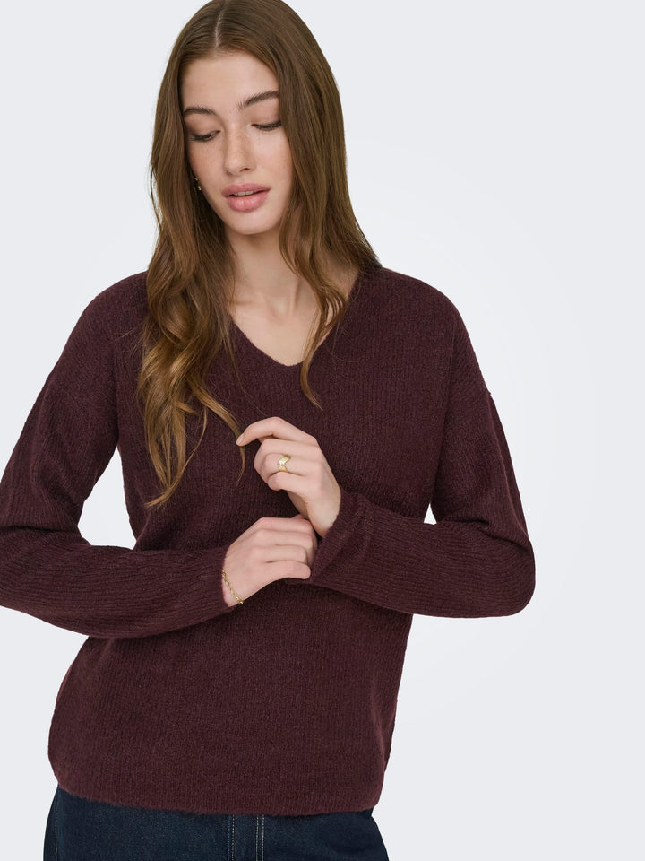 Only Camilla V-Hals trui bordeaux – dames