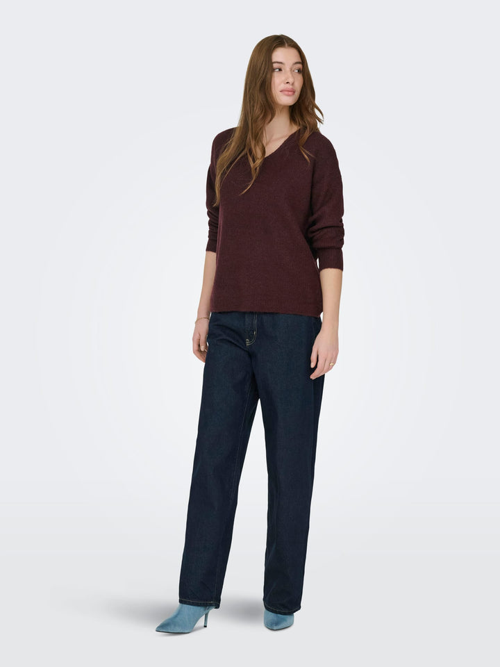 Only Camilla V-Hals trui bordeaux – dames