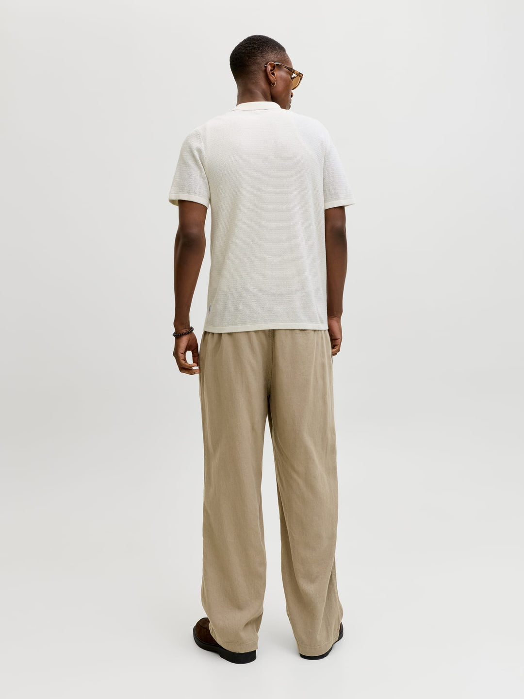 Jack & Jones JJEGEORGE KNIT SHIRT SS SN – heren polo - Off-white