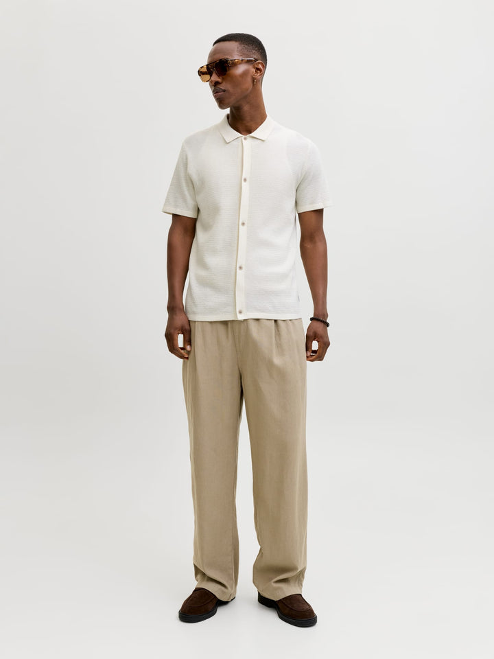 Jack & Jones JJEGEORGE KNIT SHIRT SS SN – heren polo - Off-white