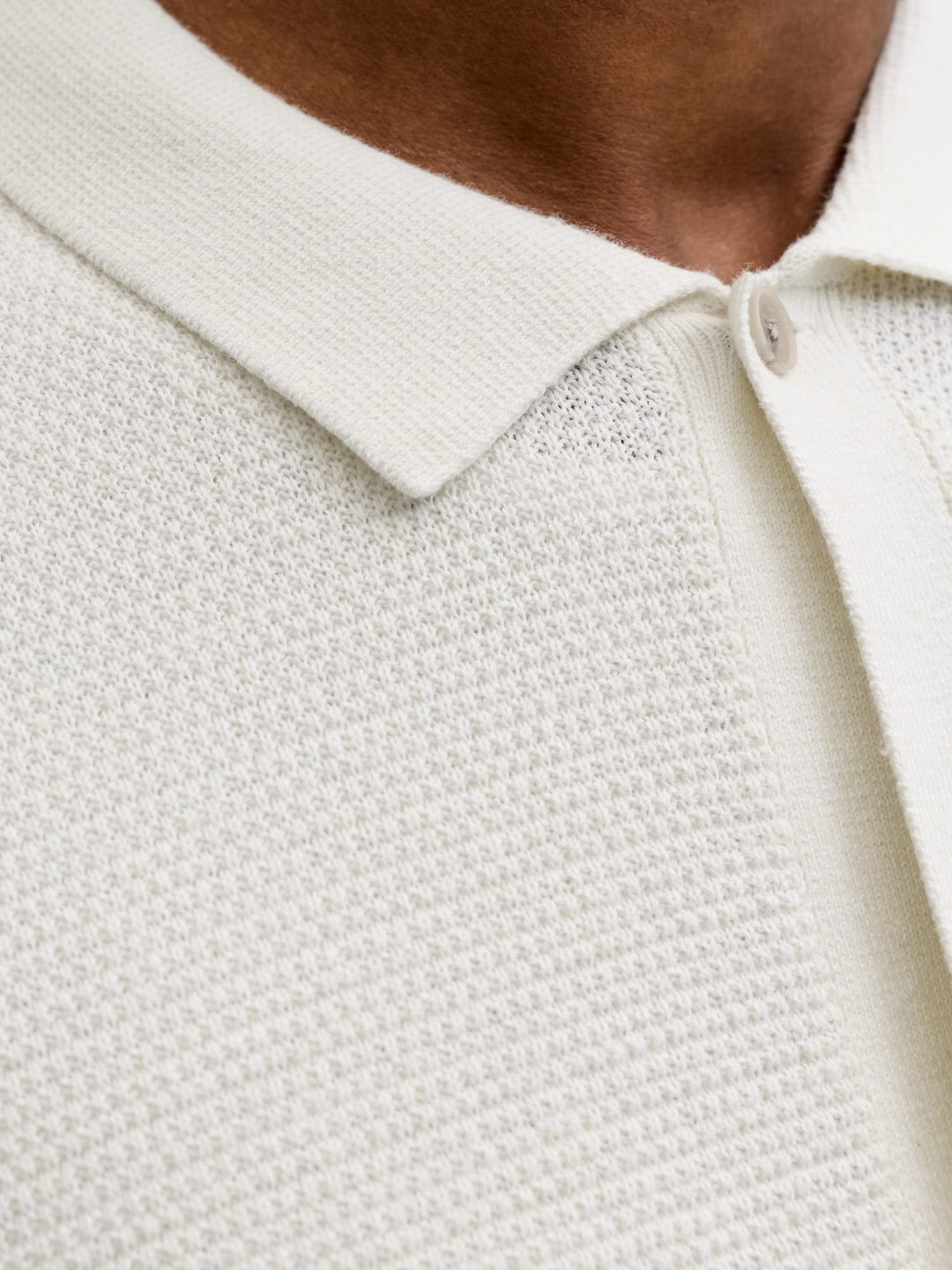 Jack & Jones JJEGEORGE KNIT SHIRT SS SN – heren polo - Off-white