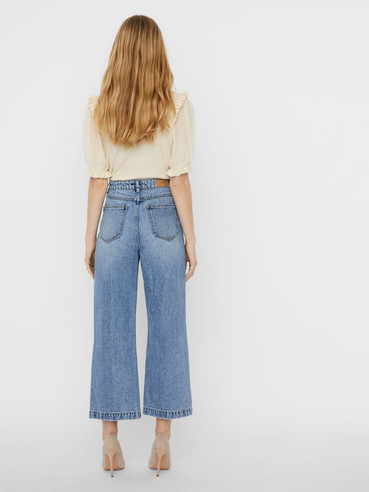 VERO MODA VMKATHY HR WIDE CROPPED JEANS – dames - Blue Denim - L32