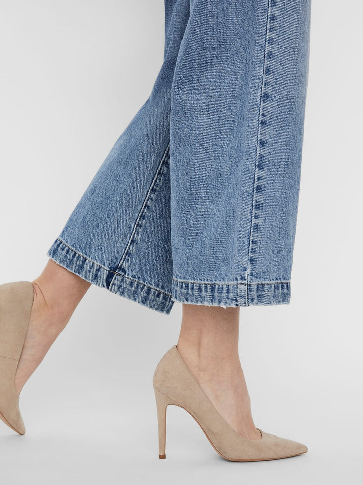 VERO MODA VMKATHY HR WIDE CROPPED JEANS – dames - Blue Denim - L32