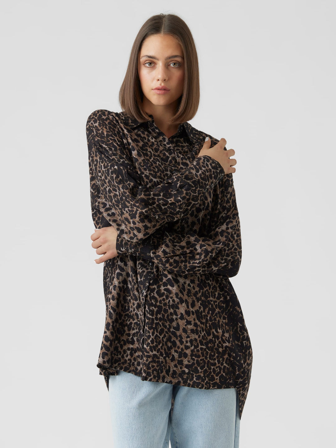 VERO MODA Kittie blouse l/m bruin dessin – dames