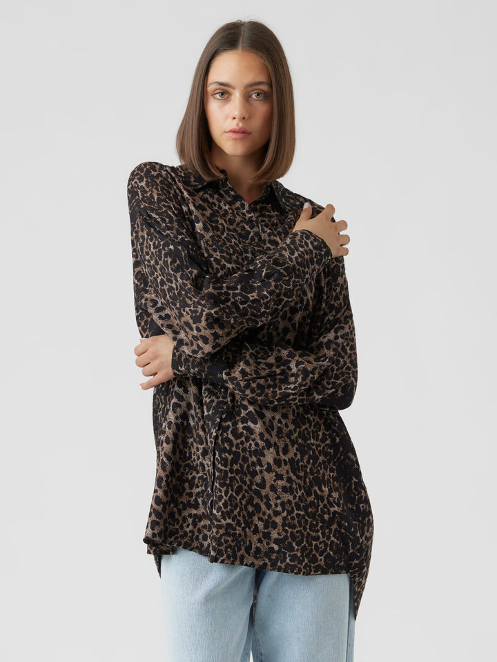 VERO MODA Kittie blouse l/m bruin dessin – dames
