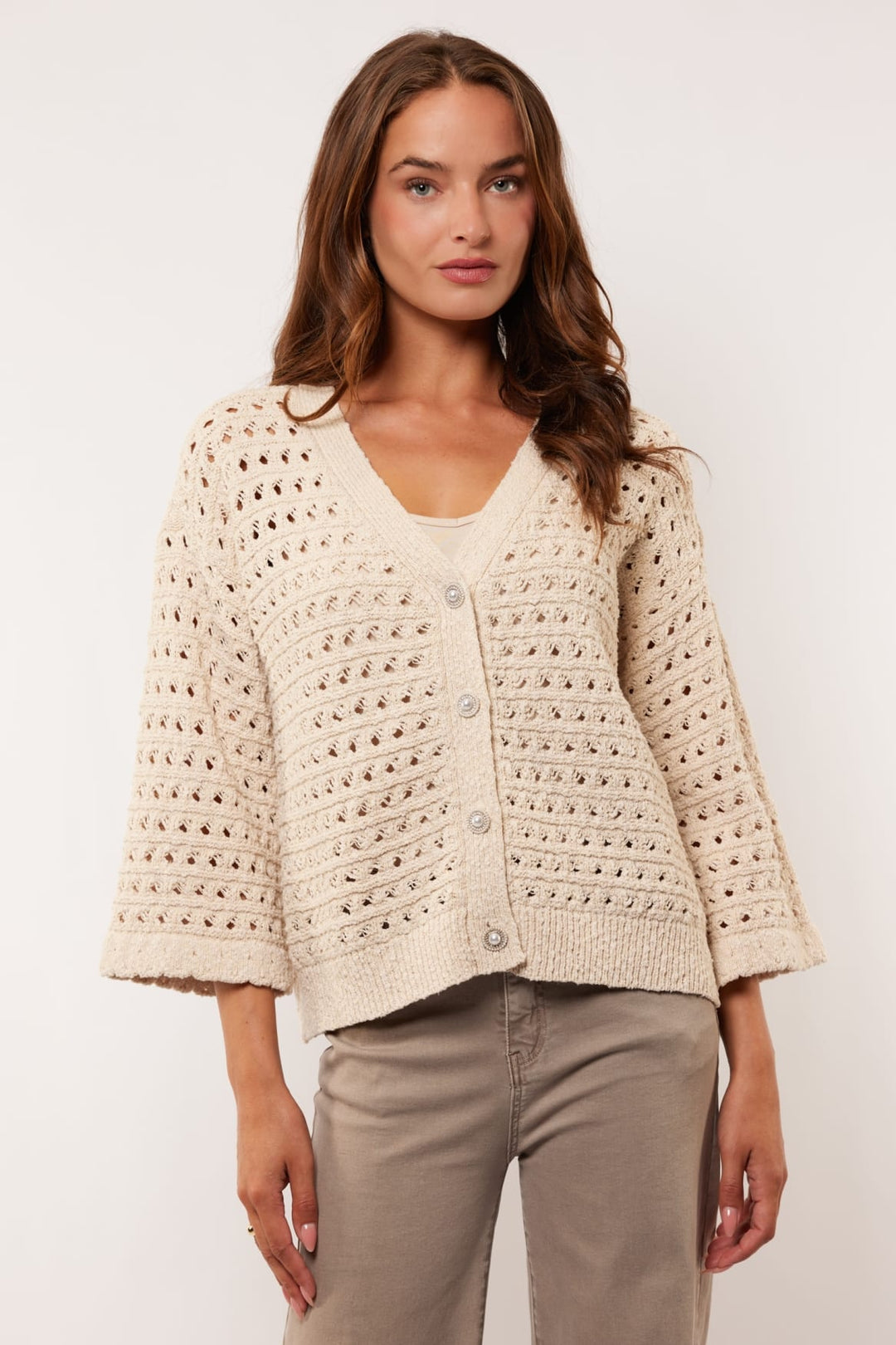 G-Maxx Aliya knitting cardigan – vest gebreid dames - Beige