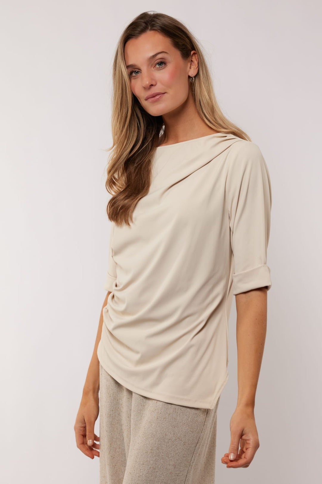 G-Maxx Romina top beige – dames t-shirt k/m