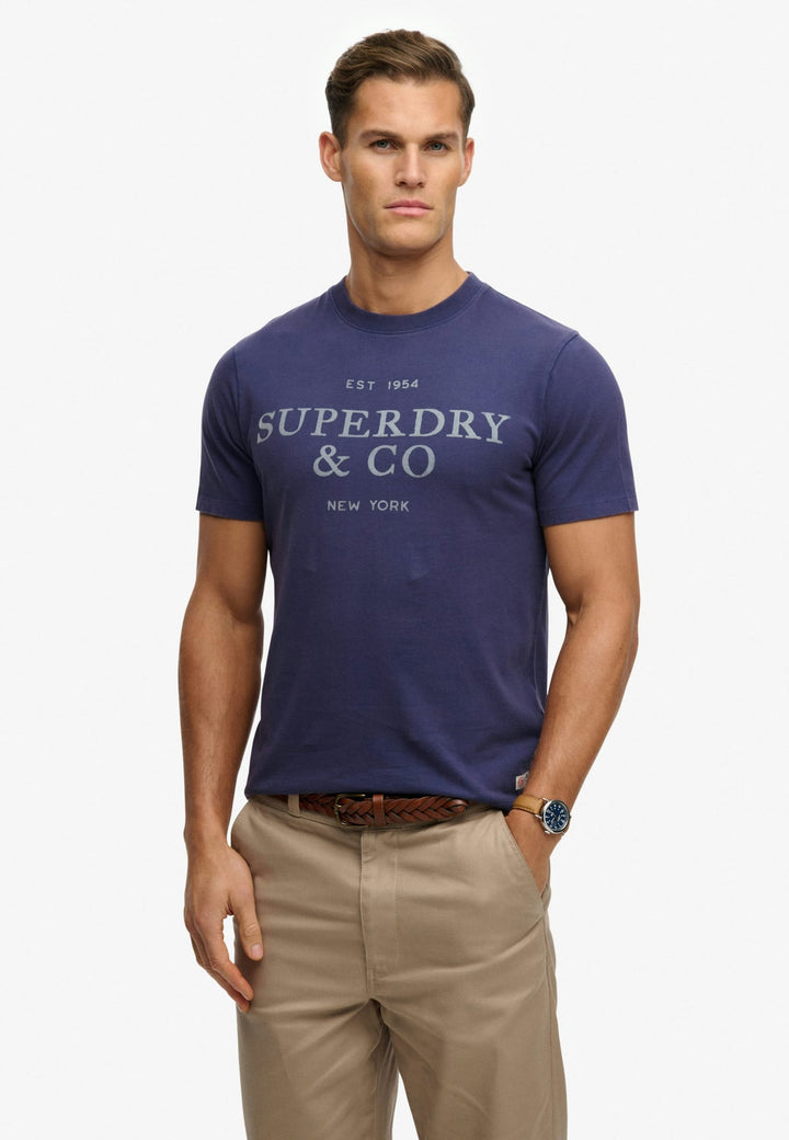 Superdry heren T-shirt rafblauw – 1954 Company Relaxed