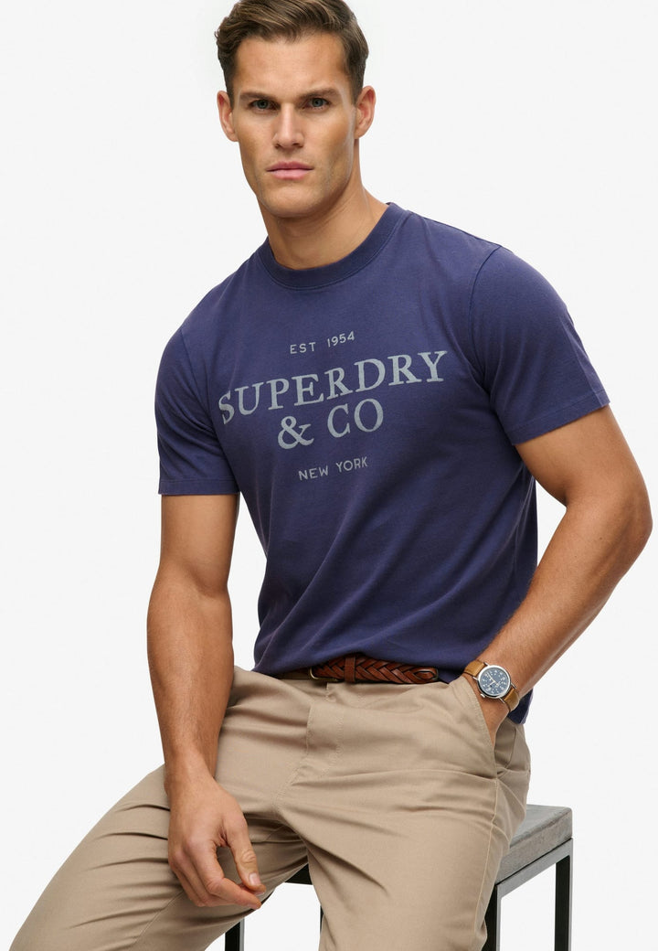 Superdry heren T-shirt rafblauw – 1954 Company Relaxed