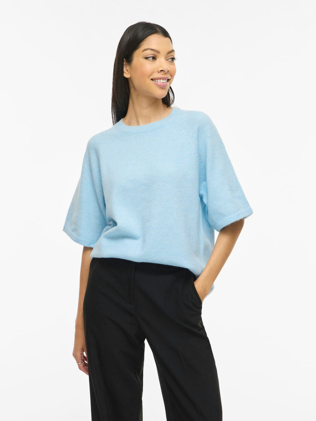 Vila VILIGA 2/4 O-NECK KNIT TOP lichtblauw – dames