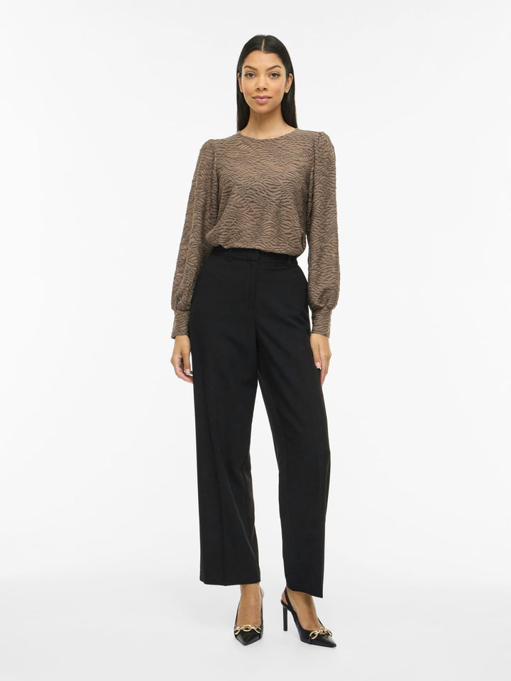 Vila VIFINA L/S O-NECK TOP - taupe damesblouse