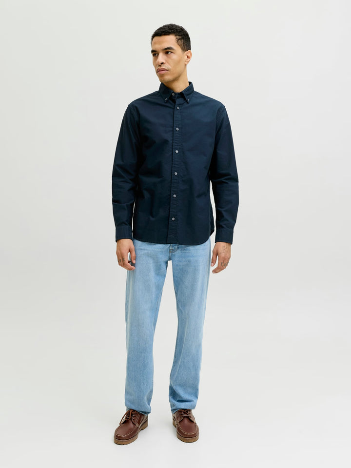 Jack & Jones JJEHARVEY Oxford L/S Shirt – heren - Navy