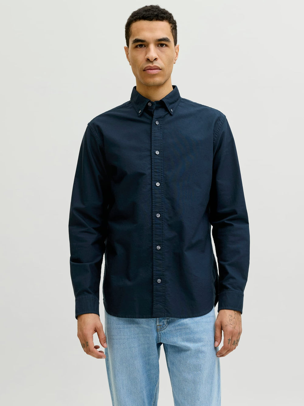 Jack & Jones JJEHARVEY Oxford L/S Shirt – heren - Navy