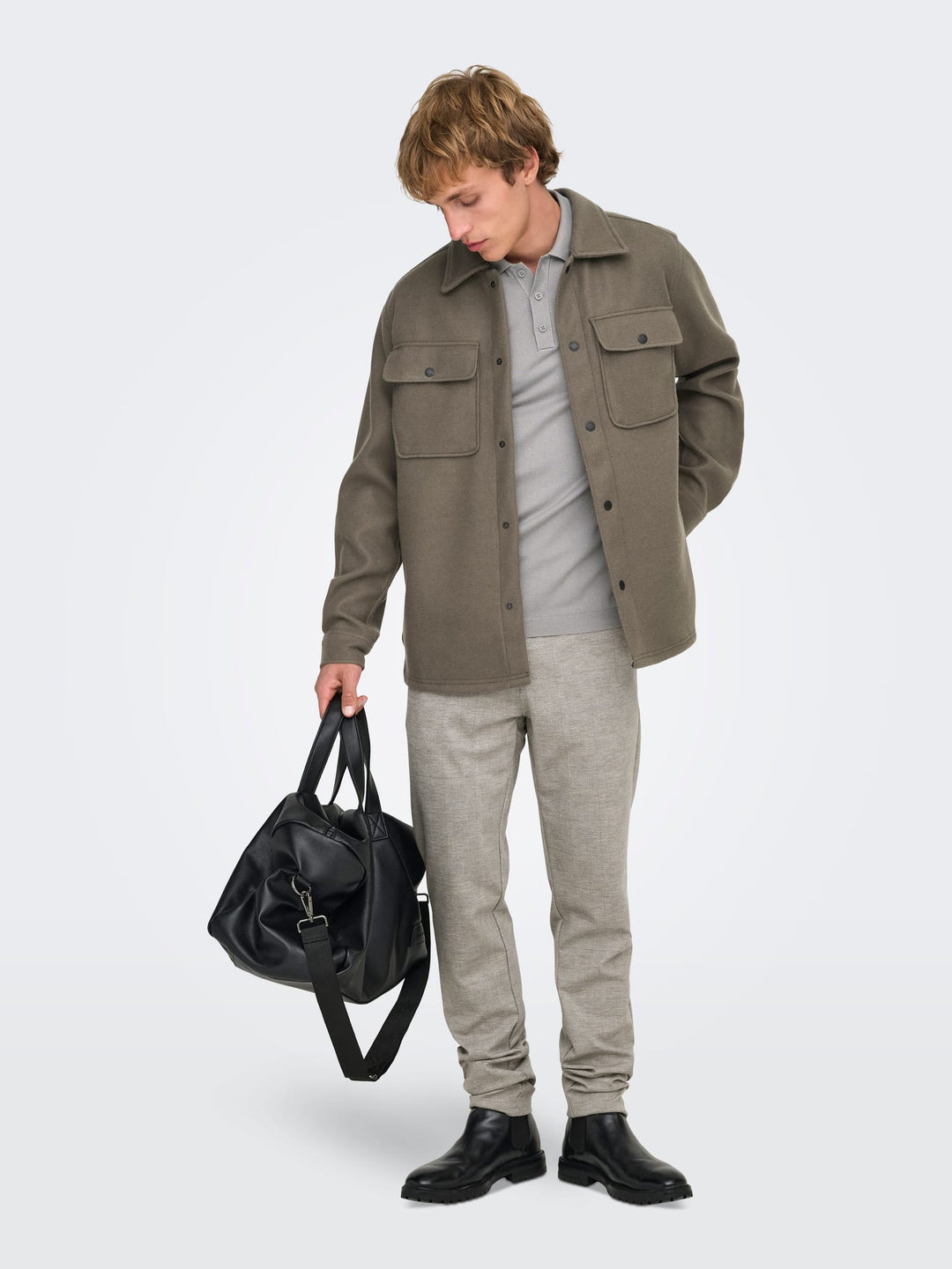 ONLY & SONS ONSMARK SLIM CHECK broek zand dessin – heren - L34
