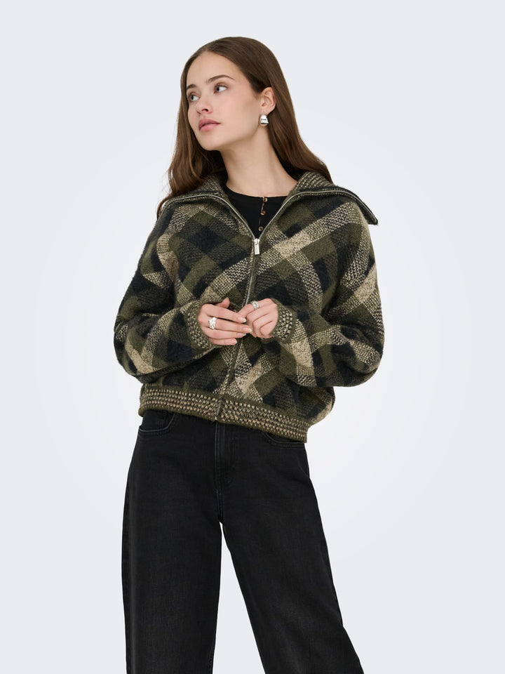 Only gebreid vest dames groen dessin