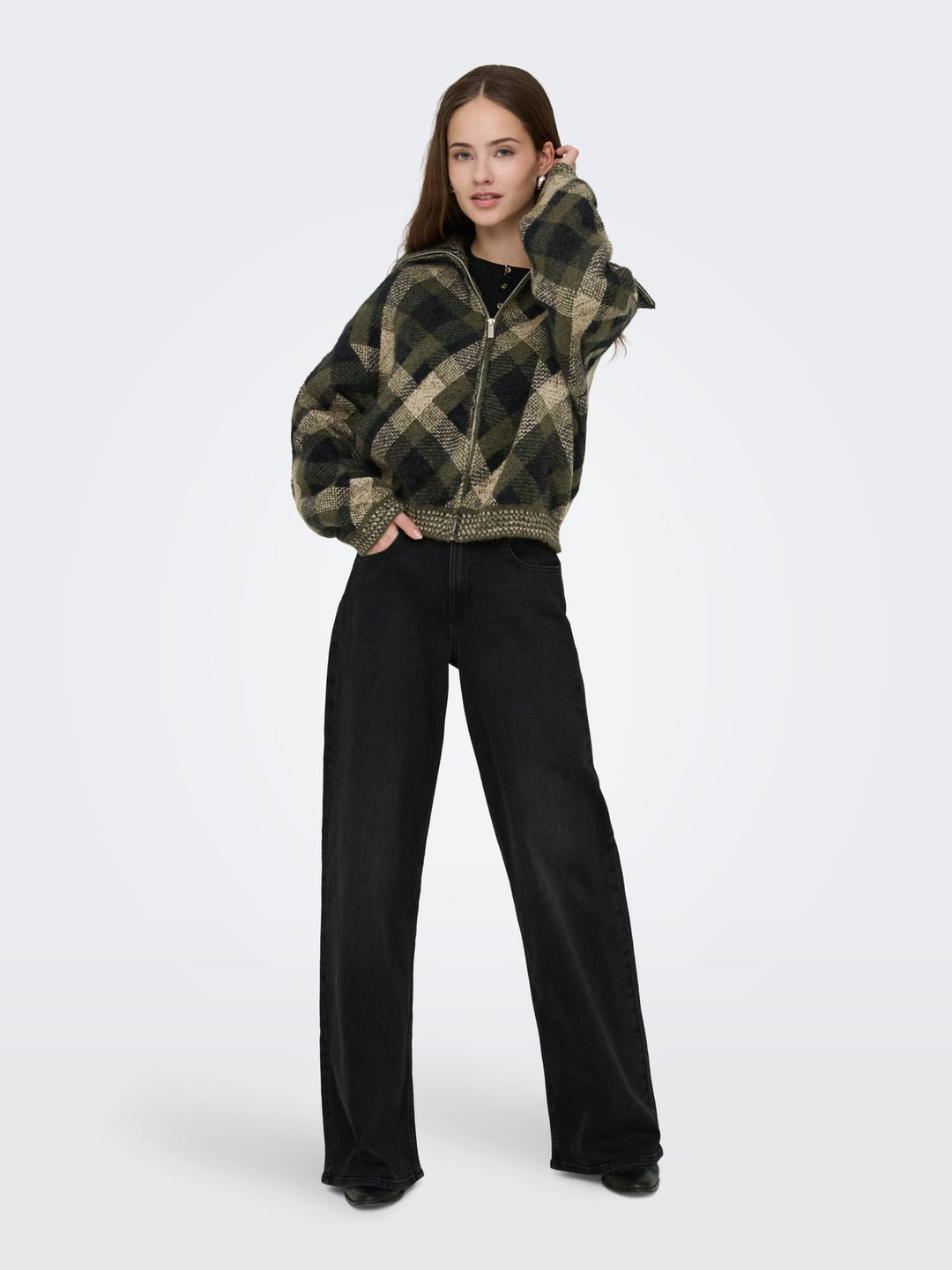 Only gebreid vest dames groen dessin
