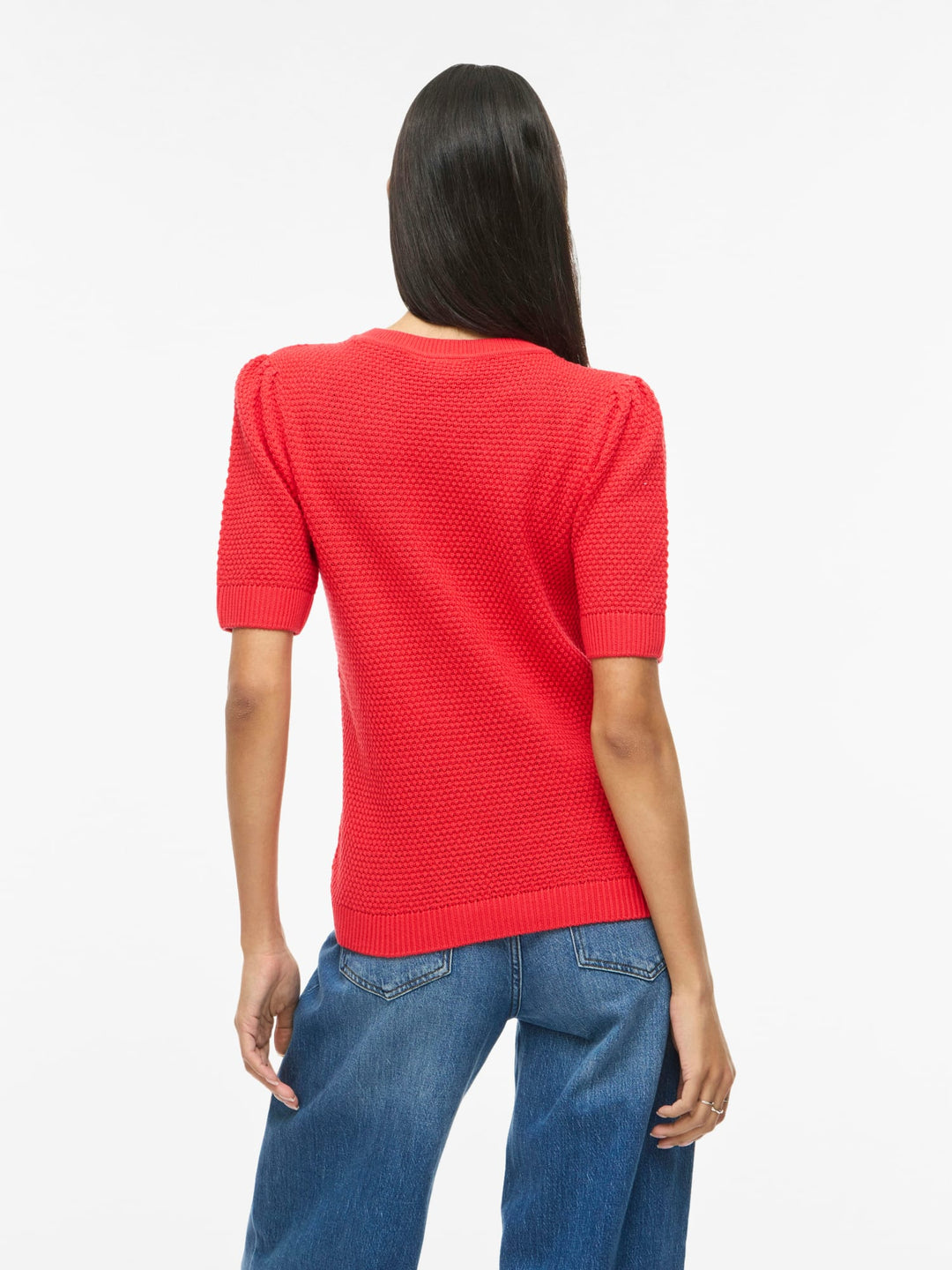 Vila VIDALO O-NECK S/S KNIT TOP - dames top in rood