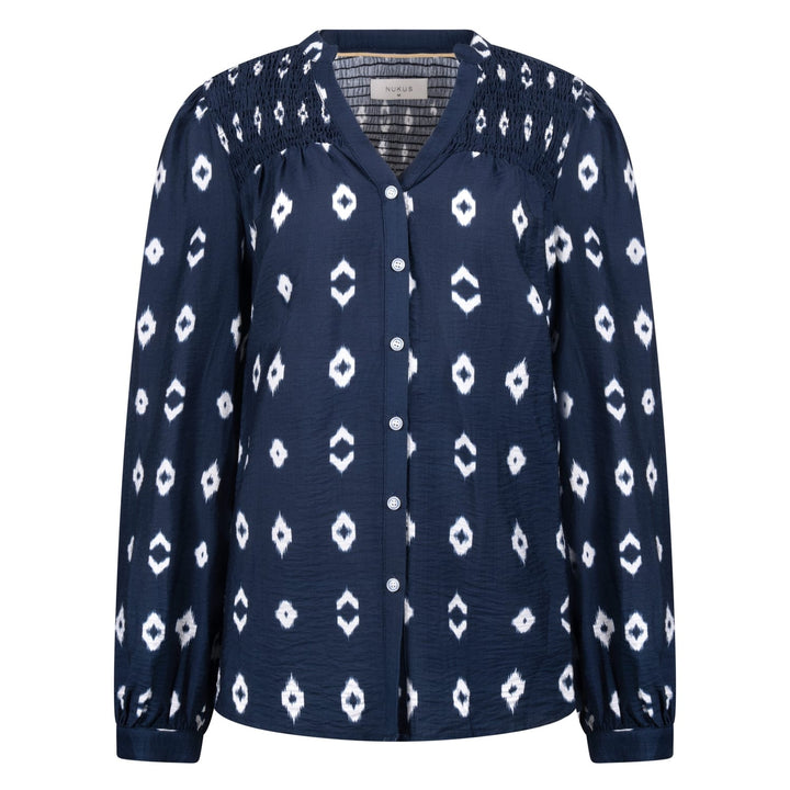 Nukus Philou blouse blauw dessin – dames