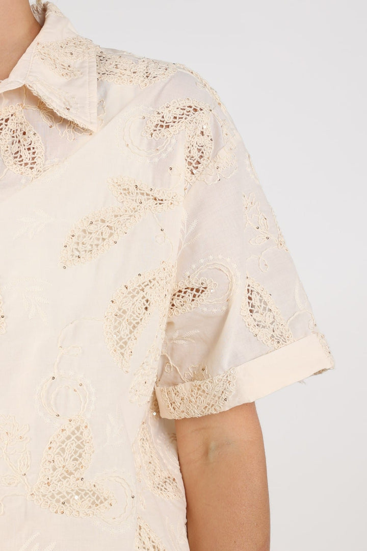 Nukus Leonora Blouse ecru dessin – dames