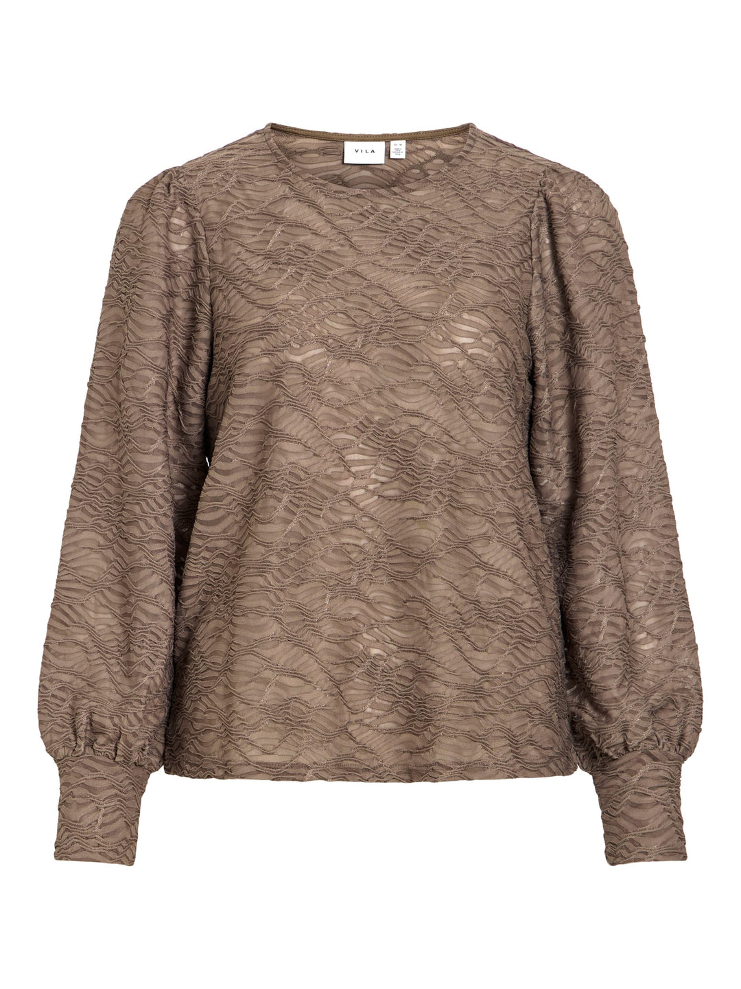 Vila VIFINA L/S O-NECK TOP - taupe damesblouse
