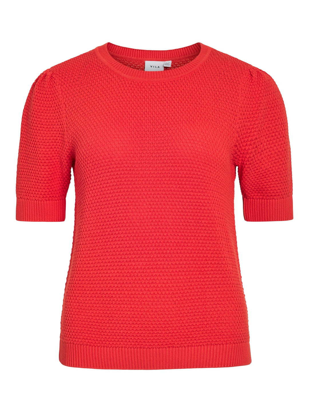 Vila VIDALO O-NECK S/S KNIT TOP - dames top in rood