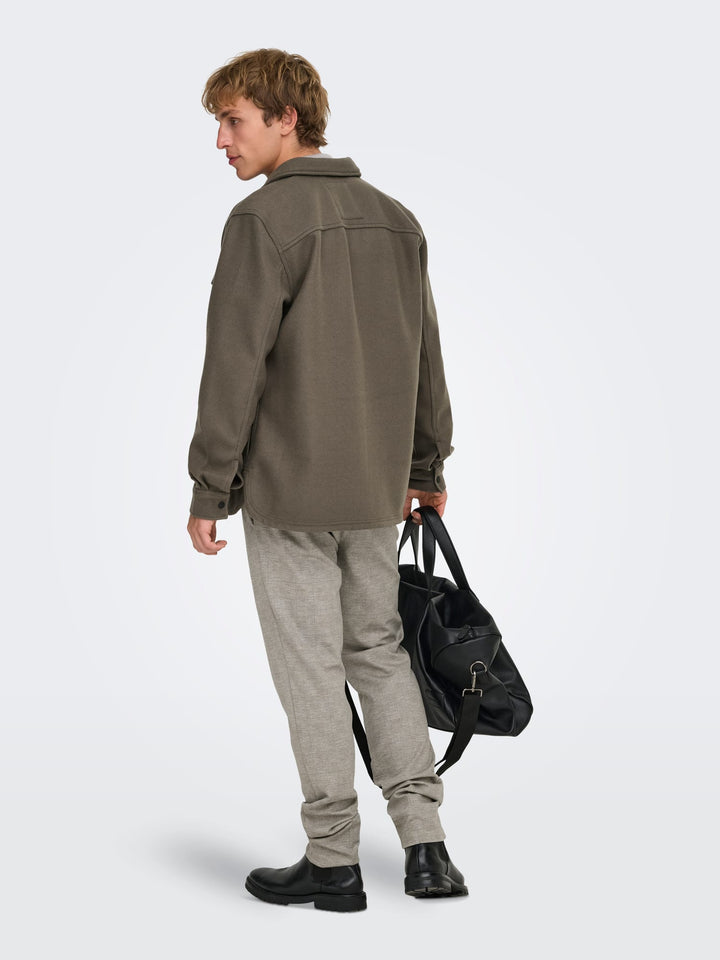 ONLY & SONS ONSMARK SLIM CHECK broek zand dessin – heren - L34