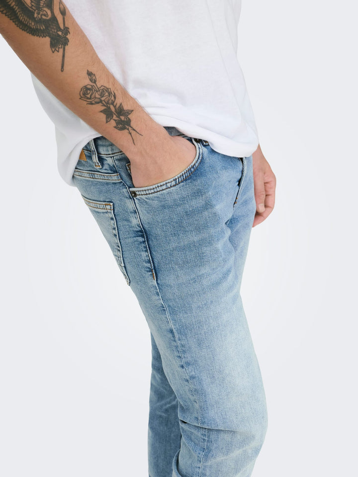 ONLY & SONS loom slim fit jeans blauw denim – heren - Blue Denim - L34