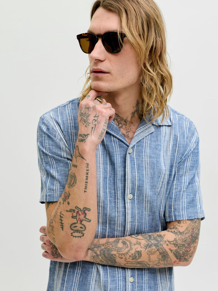 Jack & Jones Blusummer overhemd – heren - Blauw Dessin