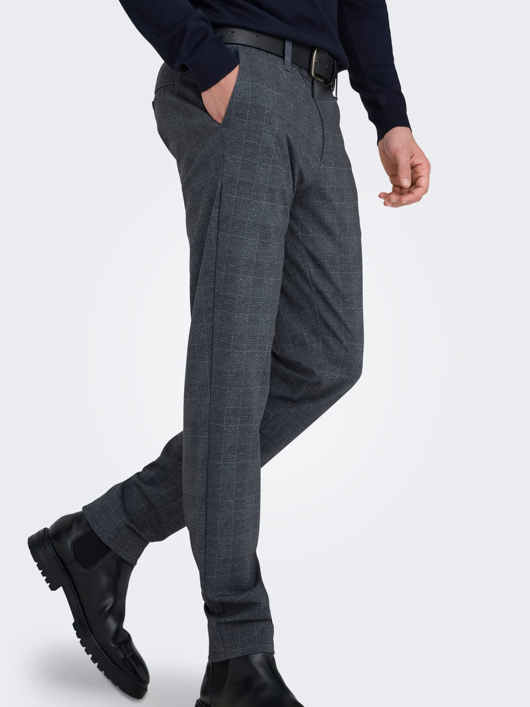 ONLY & SONS ONSMARK SLIM CHECK PANTS – heren - Grijs Dessin - L32