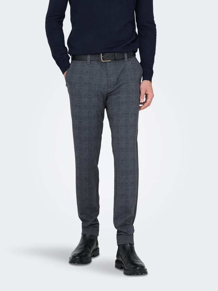 ONLY & SONS ONSMARK SLIM CHECK PANTS – heren - Grijs Dessin - L32