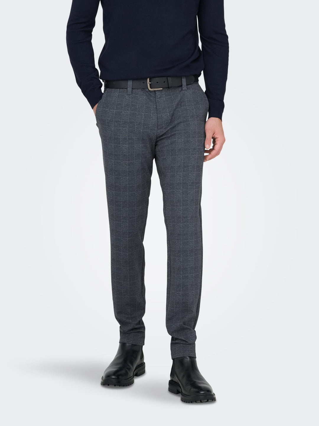 ONLY & SONS ONSMARK SLIM CHECK PANTS – heren - Grijs Dessin - L32